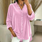 Blouse voor dames met effen kleur en geplooide hals
