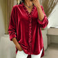 Blouse voor dames met effen kleur en geplooide hals