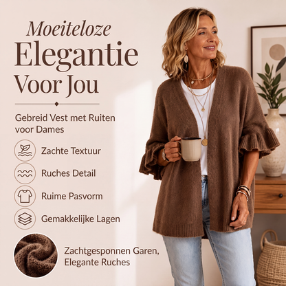 Gebreid damesvest met geplooide mouwen