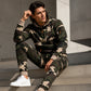 Warme camouflage hoodie en broek set voor heren