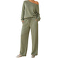 Off-shoulder top en wijde pijpen broekenset voor dames