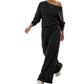 Off-shoulder top en wijde pijpen broekenset voor dames