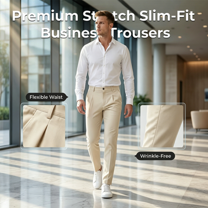 Stretch-zakelijke broek met slanke pasvorm voor heren