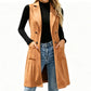 Dames gilet met knopen en zakken, lang model