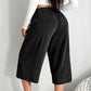 Gecropte damesbroek met geribde stof, wijde pijpen en trekkoord