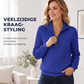Dames kabelgebreide trui met halve ritssluiting