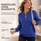 Dames kabelgebreide trui met halve ritssluiting
