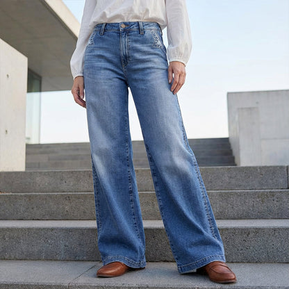 ⏳Tijdelijke aanbieding⏰Vintage damesjeans met hoge taille en wijde pijpen👖