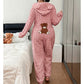 🎁 Winter Deal ✨ Dames Beerprint Onesie met Capuchon 🧸 Zachte Loungewear, Warme Comfort & Schattige Look