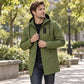Heren windjack met capuchon en trenchcoatstijl, halflang