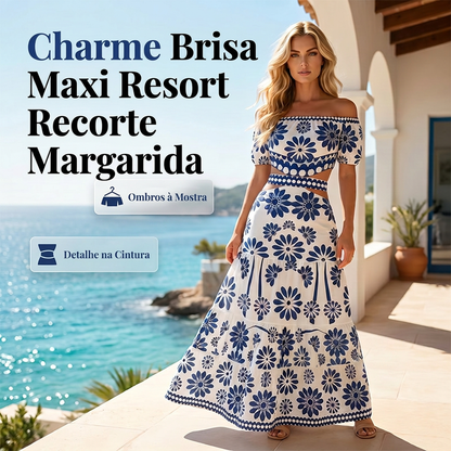 🏝️ BEPERKTE AANBIEDING 👗 Damesresortjurk met schouder-tot-schouder-ontwerp en madeliefjesprint ✨ Elegante taille, romantische look & zomers comfort