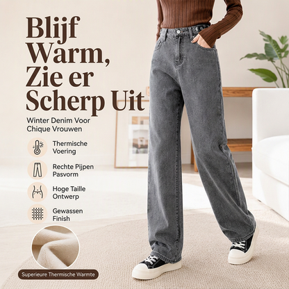 Wijde jeans voor dames met warme voering
