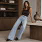 Wijde jeans voor dames met warme voering