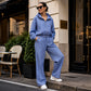 Dames set van 2 stuks met capuchon en gingham ruitpatroon