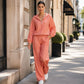 Dames set van 2 stuks met capuchon en gingham ruitpatroon