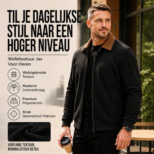 Casueel jack voor heren met wafelmotief en kraag