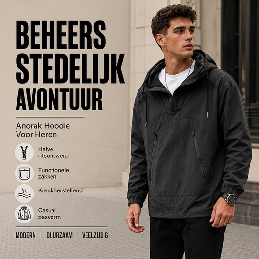 Heren casual winddichte capuchon anorak jas