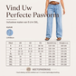 Dames stretch wide-leg jeans met ruwe zoom