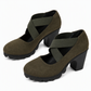 Dames schoenen met ronde neus, gekruiste bandjes en Mary Jane-stijl, blokhak, plateauhiel en uitsparingen