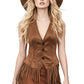 Vintage gilet met franje en V-hals voor dames