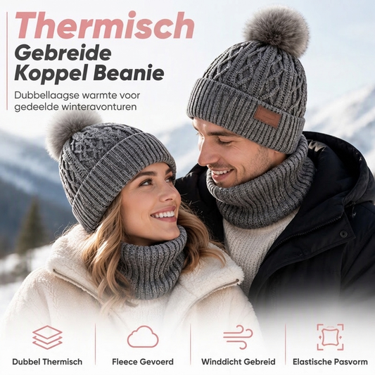 Unisex wintergebreide muts met pompom