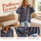 Dames retro geruite gebreide trui met capuchon
