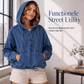 Casuele button-up denimhoodie voor dames