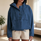 Casuele button-up denimhoodie voor dames