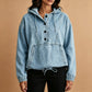Casuele button-up denimhoodie voor dames