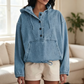 Casuele button-up denimhoodie voor dames
