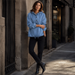 Casuele button-up denimhoodie voor dames