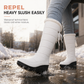 Women's Waterproof Down Cotton Snow Boots Winter Mid-Calf Boots with Round Toe Thick Sole and Warm Lining