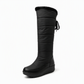 Women's Waterproof Down Cotton Snow Boots Winter Mid-Calf Boots with Round Toe Thick Sole and Warm Lining