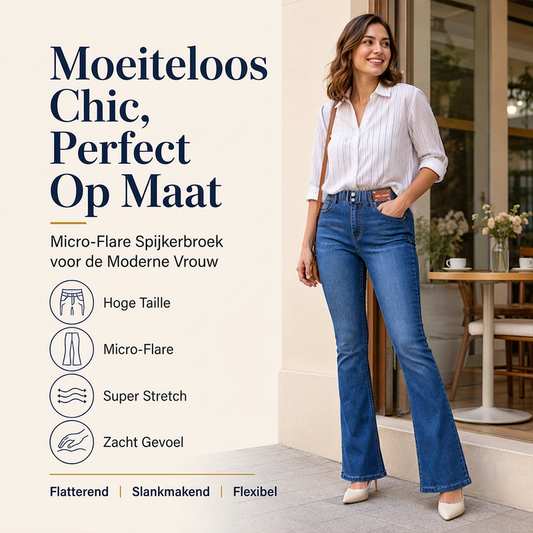 Flared jeans met hoge elastische taille voor dames