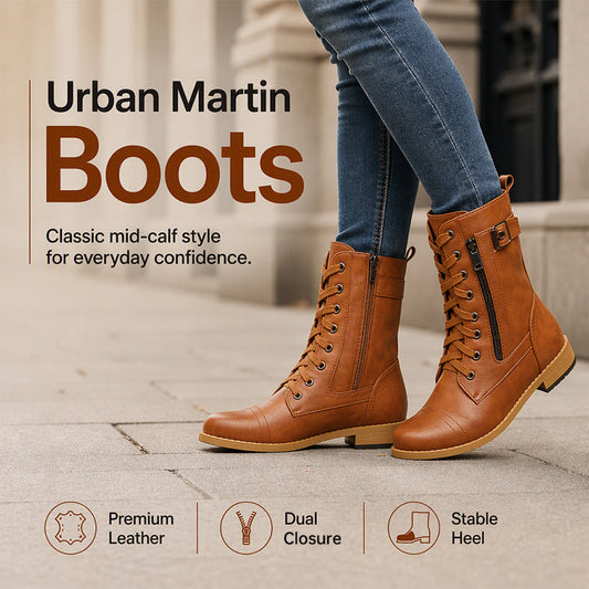 Women's Round Toe Chunky Heel Lace-up Boots