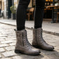Women's Round Toe Chunky Heel Lace-up Boots