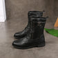 Women's Round Toe Chunky Heel Lace-up Boots