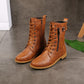 Women's Round Toe Chunky Heel Lace-up Boots