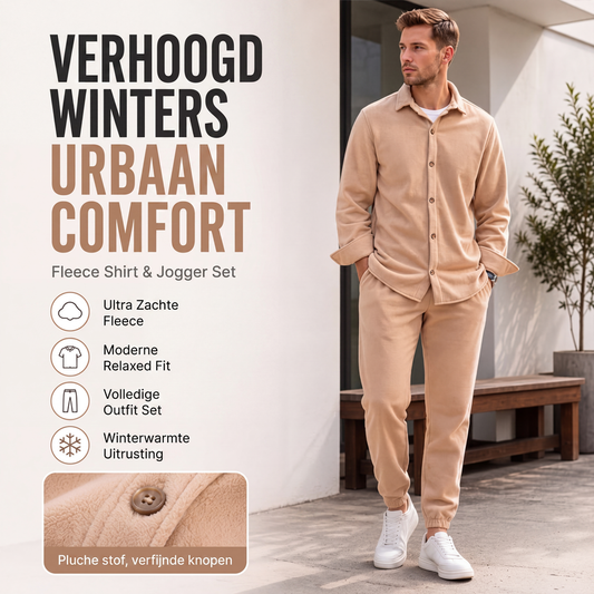 Heren zachte warme loungeset met overhemd en broek