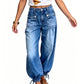 🔥Gratis verzending✈️Hoge taille ballonjeans voor dames met trekkoordjes aan de manchetten