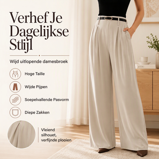 Dames hoge taille wijde pijpen broek
