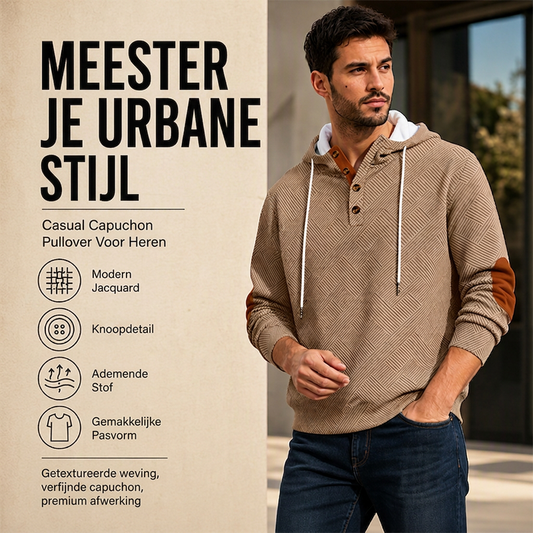 Heren casual hoodie met jacquardpatroon