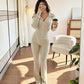 Dames Geribbelde Jack met Capuchon en Ritssluiting & Flared Broek Set