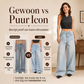 Asymmetrische gelaagde wide-leg jeans voor dames