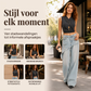 Asymmetrische gelaagde wide-leg jeans voor dames