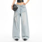 Asymmetrische gelaagde wide-leg jeans voor dames