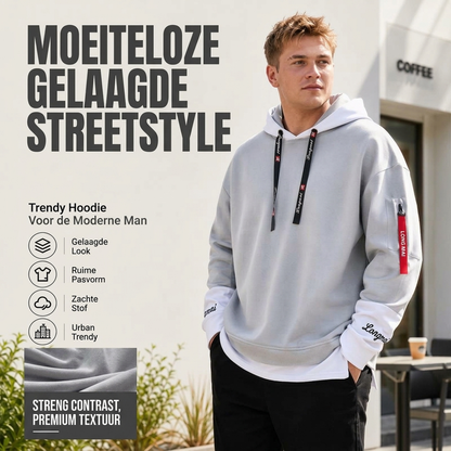 Heren casual faux 2-delige hoodie
