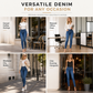 Damesbroek van stretchdenim met hoge taille