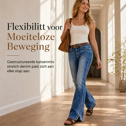 Dames hoge taille retro flare denim jeans