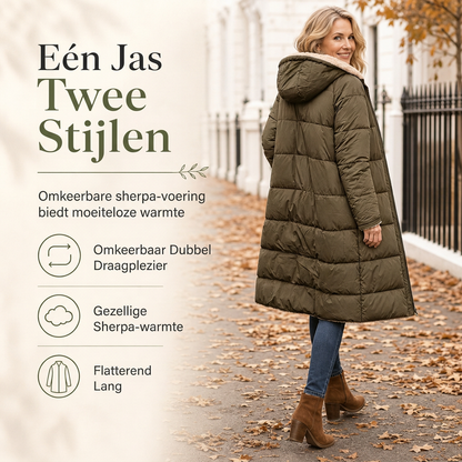 🔥Gratis verzending✈️ Omkeerbare Gewatteerde Slim Fit Jas met Capuchon – 2-in-1 Winterjas met Warme Pasvorm & Moderne Stijl ✨